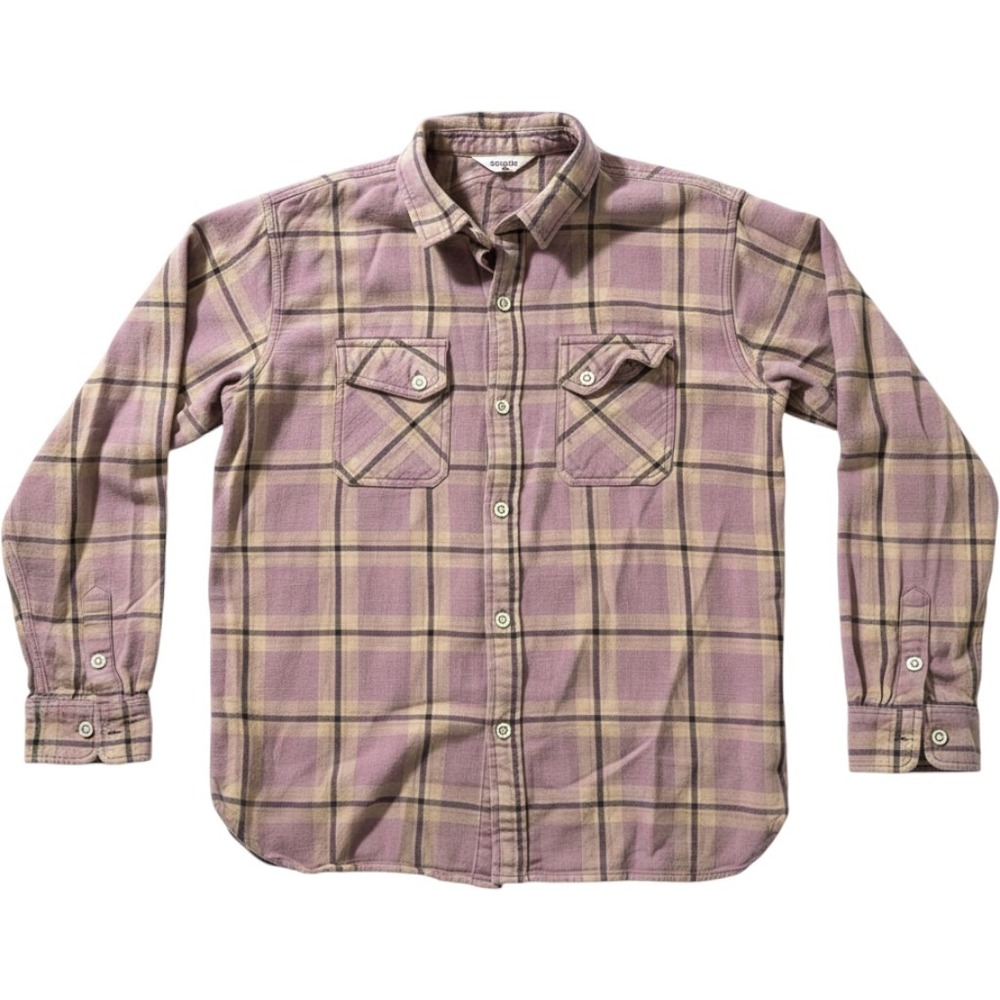 3sixteen Mens Purple Tan Plaid Flannel Button Down Shirt XL Cotton Long Sleeve
